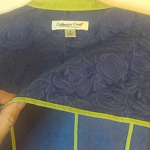 Coldwater Creek button up purple with green blazer rose textured damask size 8 - Picture 11 of 12